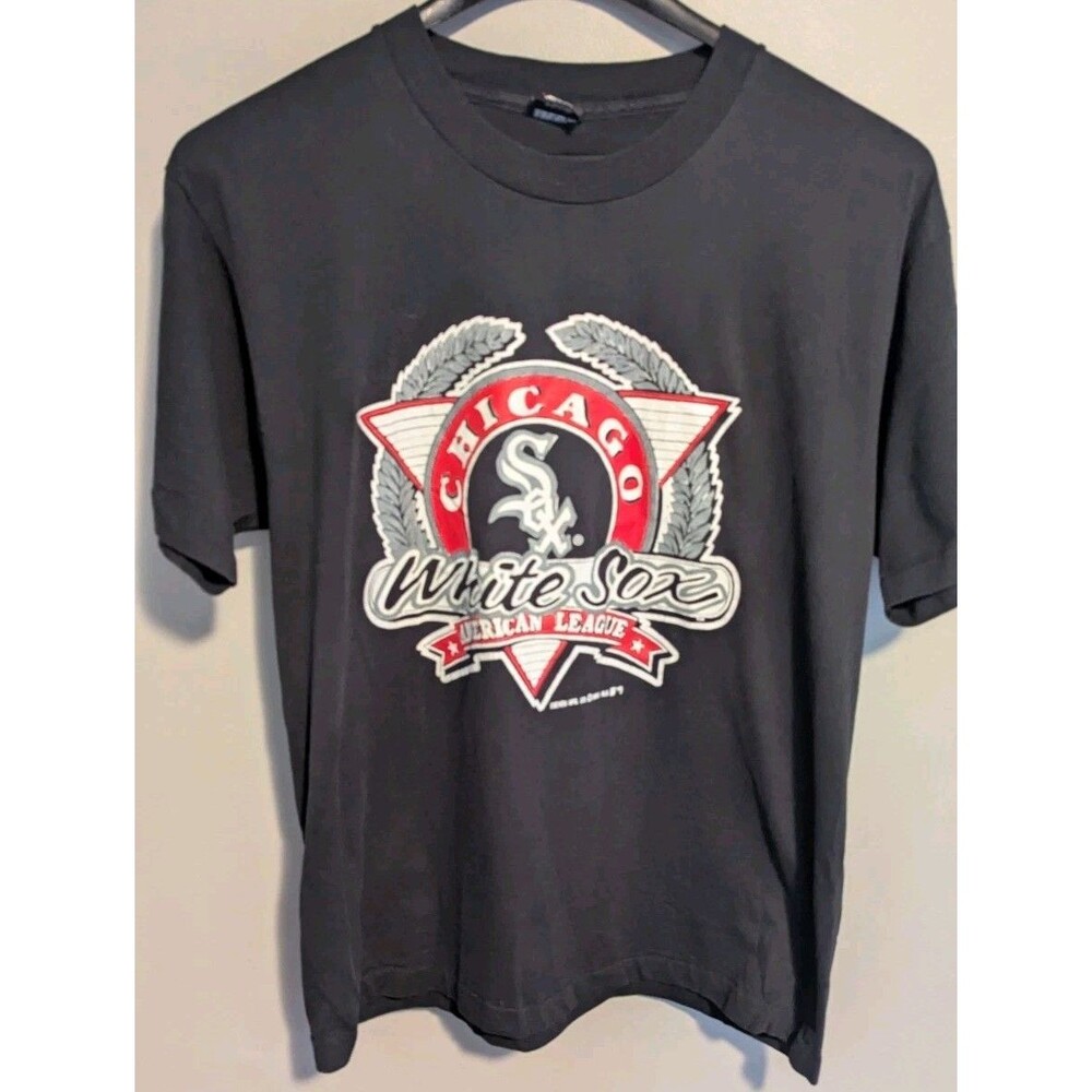 Vintage Chicago White Sox Black Graphic T-Shirt Distressed Mens XL